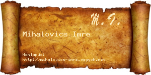 Mihalovics Imre névjegykártya